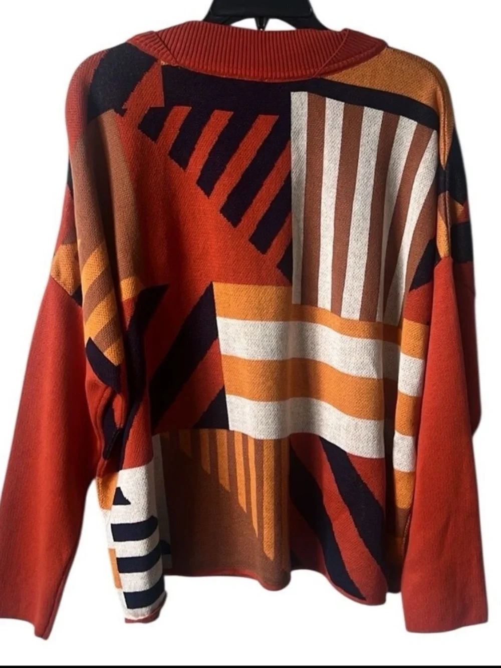 NWT SKFK Karle Organic Cotton Geometric Knit Sweater Boxy Pullover Size US 12